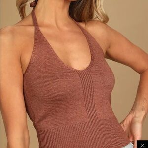 Lulu's Brown Halter Knit Top